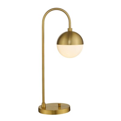 Modern Gold base White Glass Globe with Brushed Brass Finished for Living Room Office Nightstand Dimmable Switch Table lamp